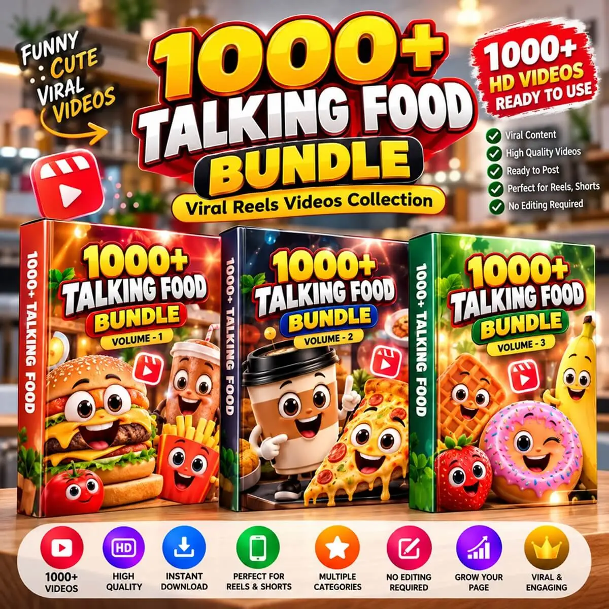 1000+ Talking Food Videos Bundle for Reels & Shorts