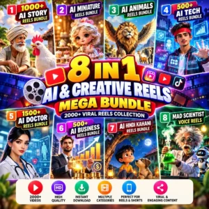 8-in-1 AI Reels Mega Bundle – Stories, Animals, Tech, Doctor, Business & Hindi Kahani