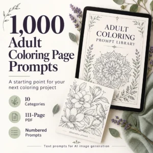 1000 Adult Coloring Page Prompts – AI Prompt Library PDF