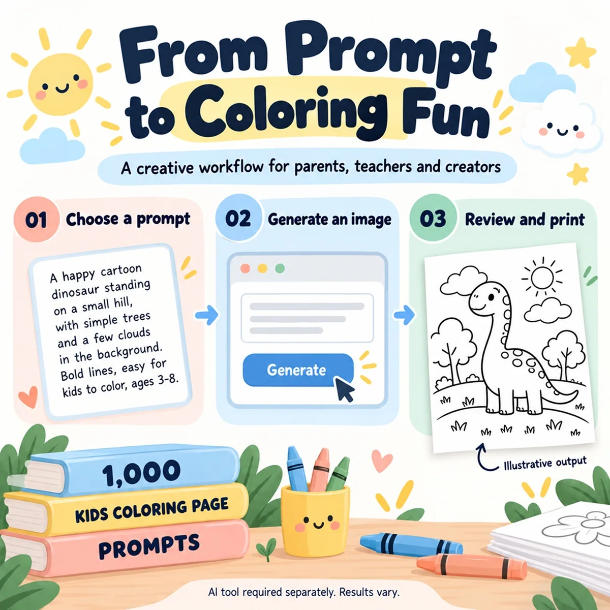 1000 Kids Coloring Page Prompts – AI Prompt Library PDF - Image 3