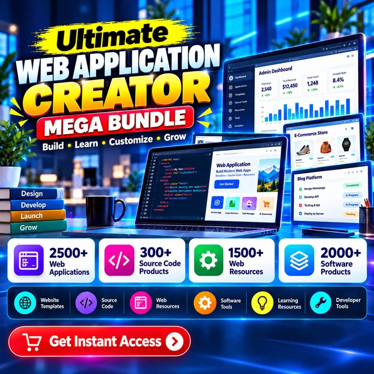 Web application creator mega bundle with source code and developer resources